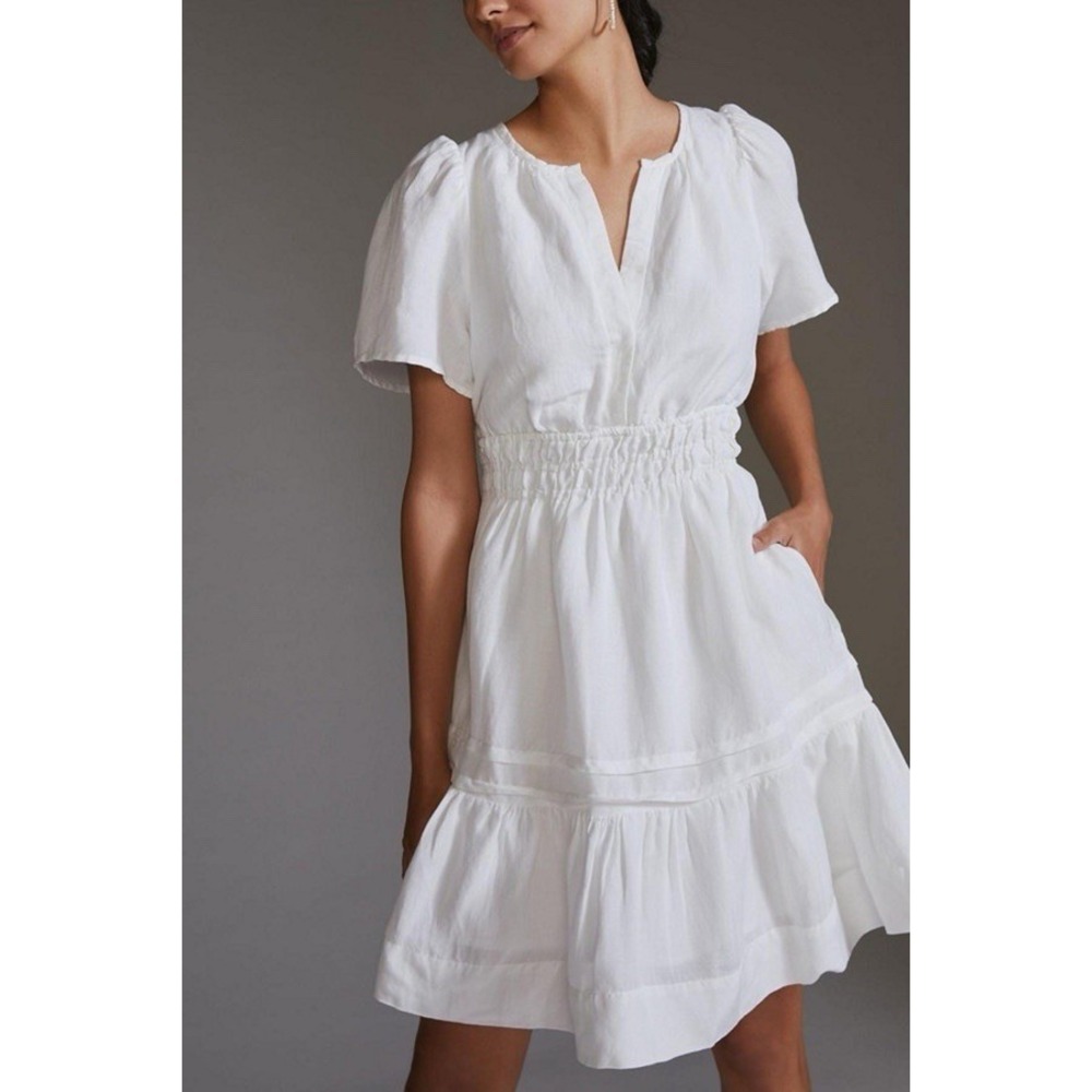 Anthropologie White Somerset Mini Dress Women's Small